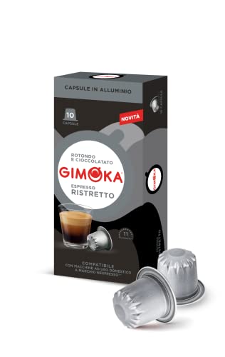 Gimoka Kaffeekapseln Espresso Ristretto, Intensität 11/13-100 Kapsel aus Aluminium - Kompatibel mit Nespresso* Haushalts-Espressomaschinen - 100 Stück (10 x 10 Getränke) - Hergestellt in Italien von Gimoka