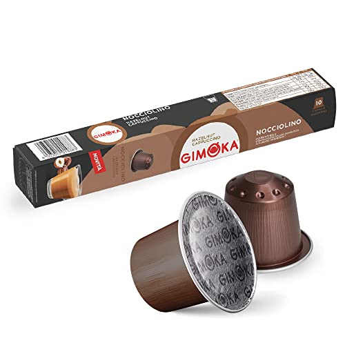 Gimoka Kaffeekapseln, Geschmack HASELNUSS- 100 Kapsel aus Aluminium - Kompatibel mit Nespresso* Haushalts-Espressomaschinen - 100 Stück (10 x 10 Getränke) - Hergestellt in Italien von Gimoka