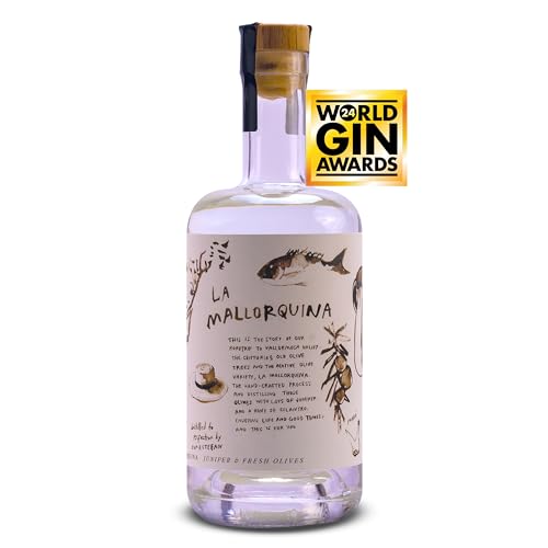 Gin Eva “La Mallorquina” Mallorca Dry Gin Handcrafted Olive Mediterranean Spirit 0,7L, 45% Vol. I Erlebe den Geschmack der Balearen mit lokalen Botanicals für ein unvergleichliches Gin-Erlebnis von Gin Eva