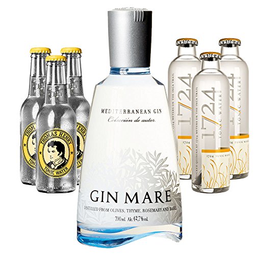 Gin Mare (1 x 0.7 l) mit 1724 Tonic Water (3 x 0.2 l) und Thomas Henry Tonic (3 x 0.2 l) von Gin Mare/Thomas Henry