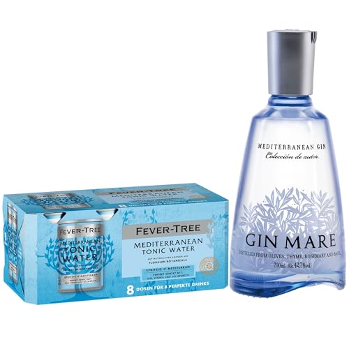 Gin Mare & FEVER-TREE Mediterranean Tonic Water - Gin & Tonic Set - 1x 0.7L Premium Gin mit 8-Pack 150 ml Tonic Water - Das Mediterrane Gin & Tonic Set, dessen Geschmack euch ans Mittelmeer entführt. von Gin Mare