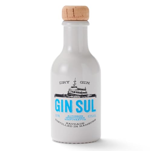 Gin Sul - 1 x 5 cl Hamburger handcrafted Premium Dry Gin 43% Vol. Aromen von Wacholder & Zitronen aus Portugal - Die miniatur Tasting Flasche von Gin Sul