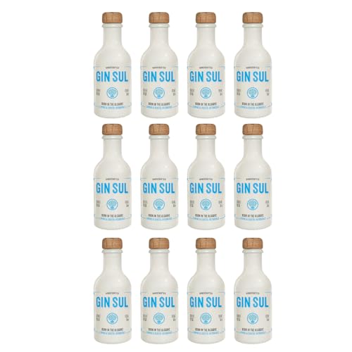 Gin Sul – 12 x 5 cl Hamburger handcrafted Premium Dry Gin 43% Vol. Aromen von Wacholder & Zitronen aus Portugal - Die miniatur Tasting Flasche von Gin Sul