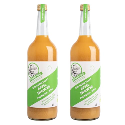 Ginger Hero BIO-Apfel-Ingwer Direktsaft aus 100% BIO-Bourbon-Ingwer aus Madagaskar & Äpfeln von Streuobstwiesen aus dem Badischen, ohne Zucker und künstliche Zusatzstoffe, 12x000 ml von Ginger Hero