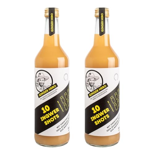 Ginger Hero BIO-Ingwer-Shot aus 100% reinem Direktsaft aus 100% BIO-Bourbon-Ingwer aus Madagaskar, ohne Zucker und künstliche Zusatzstoffe, 2x500 ml von Ginger Hero