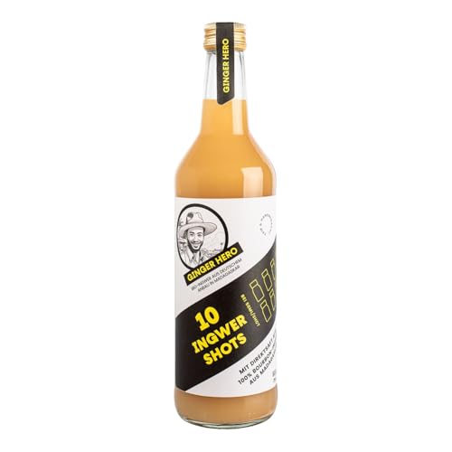 Ginger Hero BIO-Ingwer-Shot aus 100% reinem Direktsaft aus 100% BIO-Bourbon-Ingwer aus Madagaskar, ohne Zucker und künstliche Zusatzstoffe, 500 ml von Ginger Hero