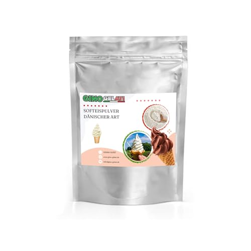 Gin Gelati Dänisches Softeis Pulver, verschiedene Sorten in verschiedenen Größen verfügbar, einfache und schnelle Zubereitung, Made in Germany, Vegan (1 Kg, Eisbabis Neutral) von Gino Gelati