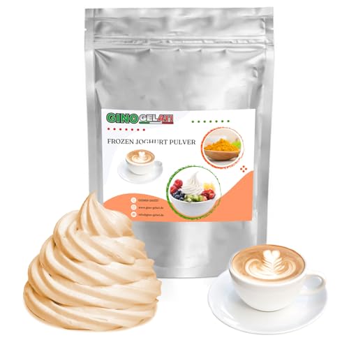 Gino Gelati Frozen Joghurt Pulver mit verschiedenen Kaffee- Geschmäckern, schnelle und einfache Zubereitung, Made in Germany, Herstellung ohne Eismaschine möglich (1 Kg, Cappuccino) von Gino Gelati