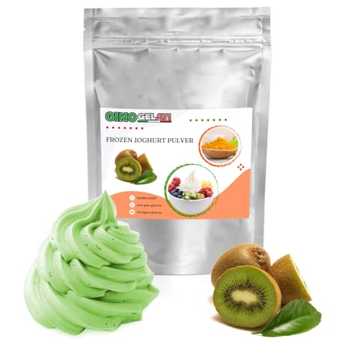 Gino Gelati Frozen Joghurt Pulver mit verschiedenen fruchtigen Geschmäckern, schnell Zubereitet, einfache Herstellung ohne Eismaschine möglich, Made in Germany (1 Kg, Kiwi) von Gino Gelati