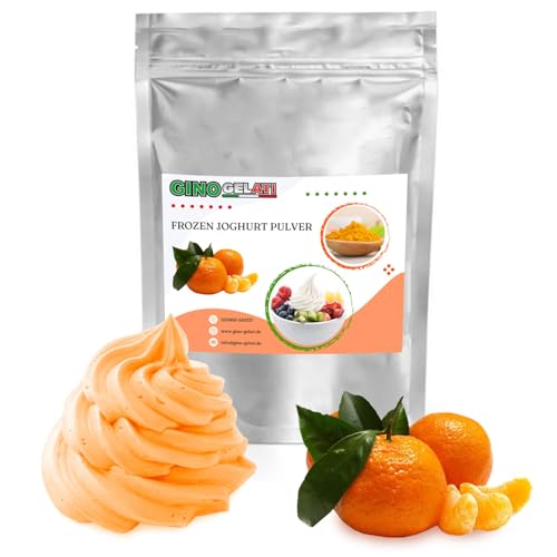 Gino Gelati Frozen Joghurt Pulver mit verschiedenen fruchtigen Geschmäckern, schnell Zubereitet, einfache Herstellung ohne Eismaschine möglich, Made in Germany (1 Kg, Mandarine) von Gino Gelati