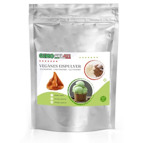 Gino Gelati Karamell Veganes Eis Pulver Zucker-, laktosefrei, verschieden Geschmacksarten, schnelle und einfache Zubereitung, Kalorienarmes, für private Küche und Gastronomie (1 Kg, Karamell) von Gino Gelati