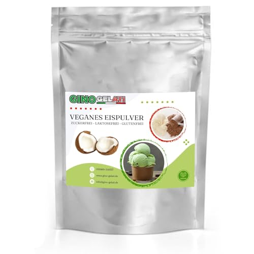 Gino Gelati Kokosmilch Nuss Veganes Eis Pulver 1 Kg Zucker-, laktosefrei, schnelle und einfache Zubereitung, Made in Germany, Herstellung mit oder ohne Eismaschine von Gino Gelati