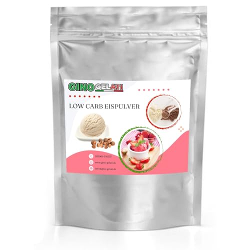 Gino Gelati Low Carb Eis Pulver Vegan Zucker-, laktosefrei mit Nussgeschmack, Herstellung mit oder ohne Eismaschine möglich, schnelle und einfache Zubereitung (1 Kg, Haselnuss) von Gino Gelati