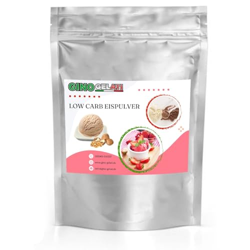 Gino Gelati Low Carb Eis Pulver Vegan Zucker-, laktosefrei mit Nussgeschmack, Herstellung mit oder ohne Eismaschine möglich, schnelle und einfache Zubereitung (1 Kg, Walnuss) von Gino Gelati