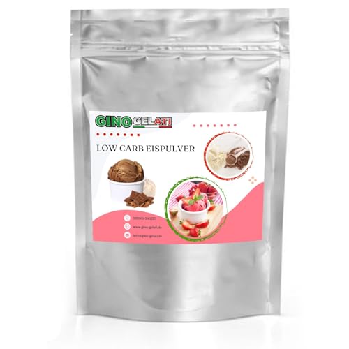 Gino Gelati Low Carb Eis Pulver Vegan Zucker-, laktosefrei mit Schokoladengeschmack, verschiedene Varianten, schnelle und einfache Zubereitung ohne Eismaschine (1 Kg, Schoko) von Gino Gelati