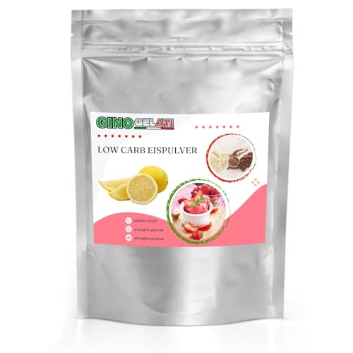 Gino Gelati Low Carb Eis Pulver Vegan Zucker-, laktosefrei mit fruchtigem Geschmack, schnelle und einfache Zubereitung, Made in Germany, Herstellung ohne Maschine (1 Kg, Zitrone) von Gino Gelati