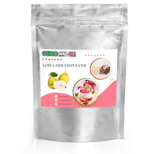 Gino Gelati Low Carb Eis Pulver Vegan Zucker-, laktosefrei mit fruchtigem Geschmack, schnelle und einfache Zubereitung, Made in Germany, Herstellung ohne Maschine (100 Kg, Birne) von Gino Gelati