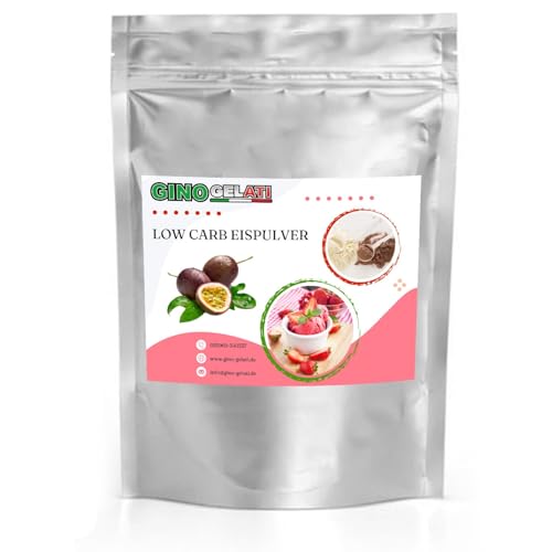 Gino Gelati Low Carb Eis Pulver Vegan Zucker-, laktosefrei mit fruchtigem Geschmack, schnelle und einfache Zubereitung, Made in Germany, Herstellung ohne Maschine (100 Kg, Maracuja) von Gino Gelati