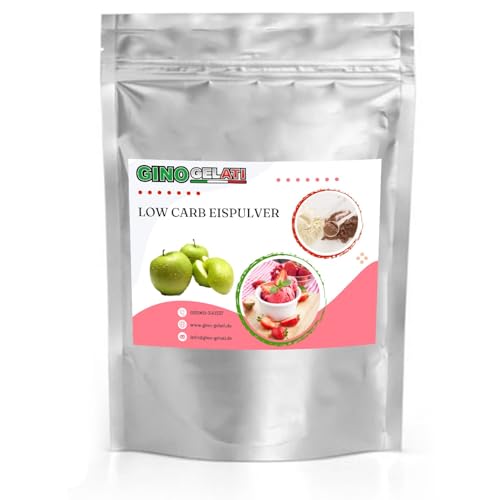 Gino Gelati Low Carb Eis Pulver Vegan Zucker-, laktosefrei mit fruchtigem Geschmack, schnelle und einfache Zubereitung, Made in Germany, Herstellung ohne Maschine (333 g, Apfel) von Gino Gelati