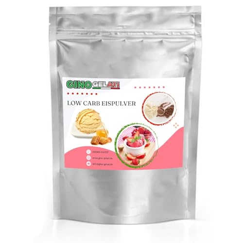 Gino Gelati Low Carb Eis Pulver Vegan Zucker-, laktosefrei mit verschiedenen Geschmäckern, einfache und schnelle Zubereitung, Herstellung ohne Eismaschine möglich (1 Kg, Honig) von Gino Gelati