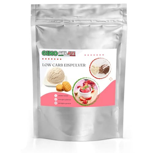 Gino Gelati Low Carb Eis Pulver Vegan Zucker-, laktosefrei mit verschiedenen Geschmäckern, einfache und schnelle Zubereitung, Herstellung ohne Eismaschine möglich (1 Kg, Keks Cookie) von Gino Gelati