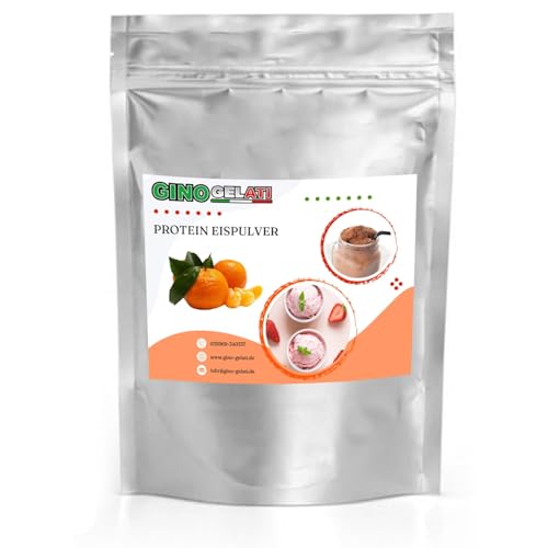 Gino Gelati Proteineis Pulver mit fruchtigem Geschmack, verschiedene Varianten, Exotisches Eispulver, schnelle und einfache Zubereitung, ohne Eismaschine möglich (1 Kg, Mandarine) von Gino Gelati