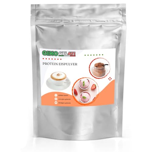 Gino Gelati Proteineis Pulver mit verschiedenen Kaffee- Geschmäckern, Intensiver Geschmack, Made in Germany, schnelle und einfache Zubereitung auch ohne Eismaschine (1 Kg, Cappuccino) von Gino Gelati