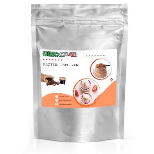 Gino Gelati Proteineis Pulver mit verschiedenen Kaffee- Geschmäckern, Intensiver Geschmack, Made in Germany, schnelle und einfache Zubereitung auch ohne Eismaschine (1 Kg, Espresso) von Gino Gelati