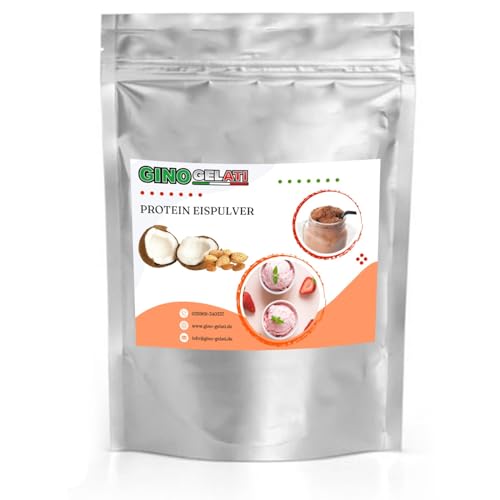 Gino Gelati Proteineis Pulver mit verschiedenen Kokosmilch- Geschmäckern, Intensiver Geschmack, leichte Zubereitung, Eis mit Protein, cremig und gesund (1 Kg, Kokosmilch Mandel) von Gino Gelati