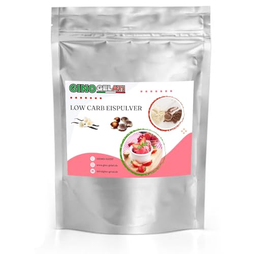 Gino Gelati Vanille Low Carb Eis Pulver Vegan Zucker-, laktosefrei mit verschiedenen Geschmäckern, Made in Germany, Herstellung ohne Eismaschine möglich (1 Kg, Vanille Belgische Praline) von Gino Gelati