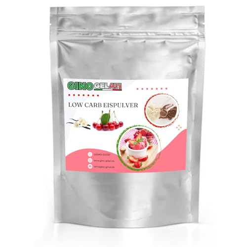 Gino Gelati Vanille Low Carb Eis Pulver Vegan Zucker-, laktosefrei mit verschiedenen Geschmäckern, Made in Germany, Herstellung ohne Eismaschine möglich (1 Kg, Vanille Sauerkirsche) von Gino Gelati