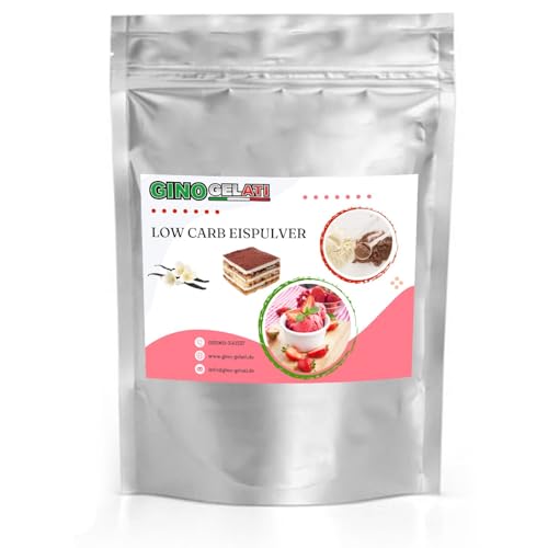 Gino Gelati Vanille Low Carb Eis Pulver Vegan Zucker-, laktosefrei mit verschiedenen Geschmäckern, Made in Germany, Herstellung ohne Eismaschine möglich (1 Kg, Vanille Tiramisu) von Gino Gelati