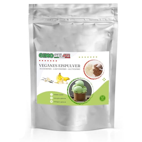 Gino Gelati Vanille Veganes Eis Pulver Zucker-, laktosefrei, schnelle und einfache Zubereitung, Made in Germany, Eiscreme selbstgemacht, ohne Zucker (1 Kg, Vanille Banane) von Gino Gelati