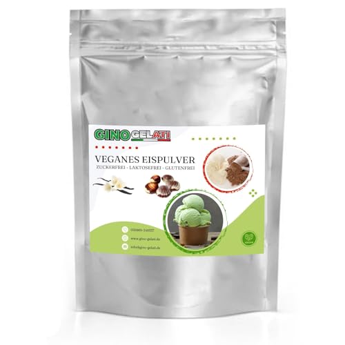 Gino Gelati Vanille Veganes Eis Pulver Zucker-, laktosefrei, schnelle und einfache Zubereitung, Made in Germany, Eiscreme selbstgemacht, ohne Zucker (1 Kg, Vanille Belgische Praline) von Gino Gelati