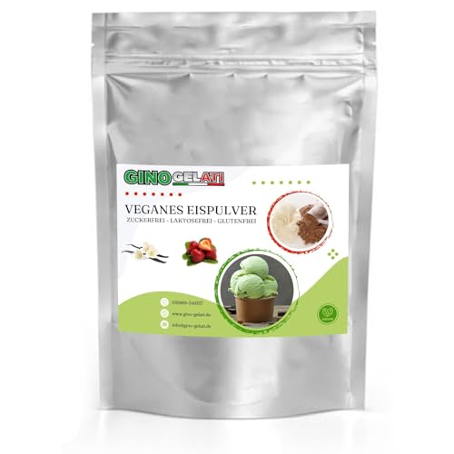 Gino Gelati Vanille Veganes Eis Pulver Zucker-, laktosefrei, schnelle und einfache Zubereitung, Made in Germany, Eiscreme selbstgemacht, ohne Zucker (1 Kg, Vanille Honig) von Gino Gelati