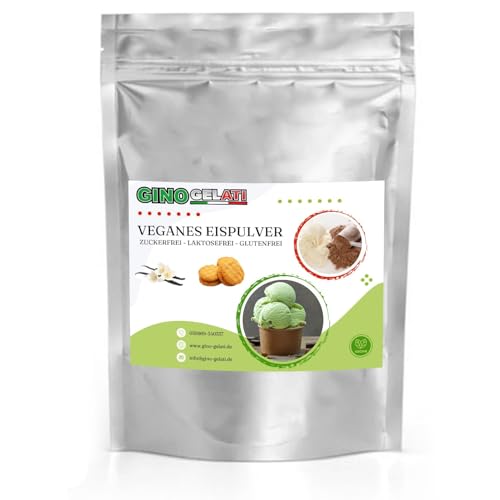 Gino Gelati Vanille Veganes Eis Pulver Zucker-, laktosefrei, schnelle und einfache Zubereitung, Made in Germany, Eiscreme selbstgemacht, ohne Zucker (1 Kg, Vanille Keks Cookie) von Gino Gelati