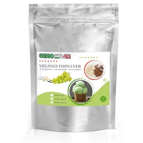 Gino Gelati Vanille Veganes Eis Pulver Zucker-, laktosefrei, schnelle und einfache Zubereitung, Made in Germany, Eiscreme selbstgemacht, ohne Zucker (1 Kg, Vanille Weintraube) von Gino Gelati