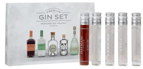 Premium Gin Tasting Set | 5 x 50ml | 2 x Hayman's | Canaima | Kyrö | Lind & Lime | Ideal als Geschenk oder zum Probieren von Gintastic