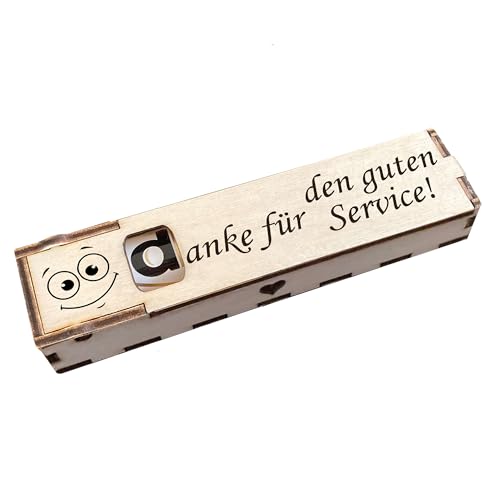 Danke für den guten Service! - Holz Geschenkbox geschliffen mit Spruch Lasergravur inkl. Duplo Schokoriegel Schokolade Geschenkidee Handarbeit von Girahlutions