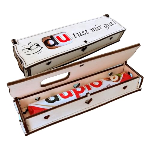 Du tust mir gut! | Lasergravur auf Holz Geschenkbox mit Duplo Schokoriegel | Neues Design | Mitbringsel | Holzbox mit Spruch | Geschenkidee | Handarbeit von Girahlutions