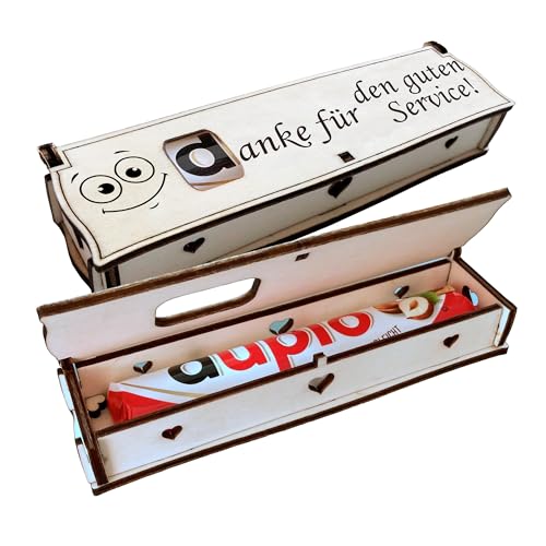 Duplo Holz Geschenkbox mit Lasergravur inkl. Schokoriegel | Neues Design | Mitbringsel | Holzbox mit Spruch | Geschenkidee | Handarbeit (Danke für den guten Service!) von Girahlutions