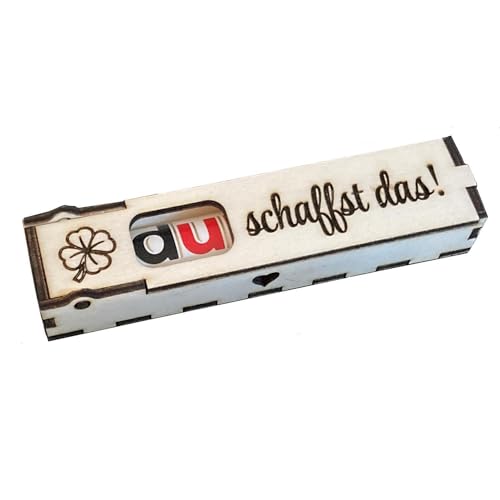 Duplo Holzbox mit Schokoriegel Geschenkbox mit Spruch Gravur Schokolade Mitbringsel Geschenkidee Du schaffst das (Rechteck) von Girahlutions