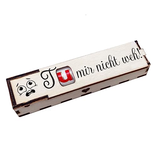 Tu mir nicht weh! - Holz Geschenkbox geschliffen mit Spruch Lasergravur inkl. Duplo Schokoriegel Schokolade Geschenkidee Handarbeit von Girahlutions