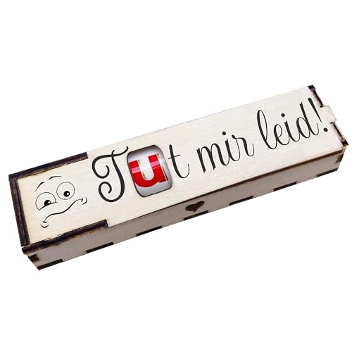 Tut mir leid! - Holz Geschenkbox geschliffen mit Spruch Lasergravur inkl. Duplo Schokoriegel Schokolade Geschenkidee Handarbeit von Girahlutions