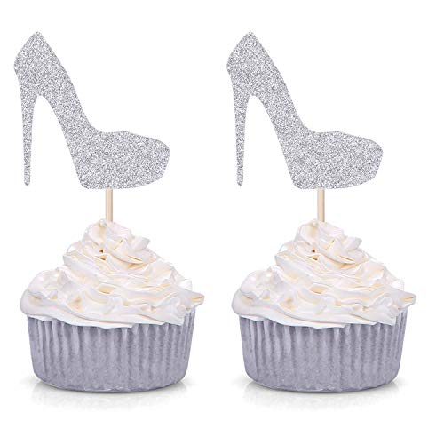 Cupcake-Topper für Mädchen, High Heels, für Hochzeit, Verlobung, Brautparty, Party, Stiletto-Pump-Dekorationen – Set mit 24 Stück von Giuffi