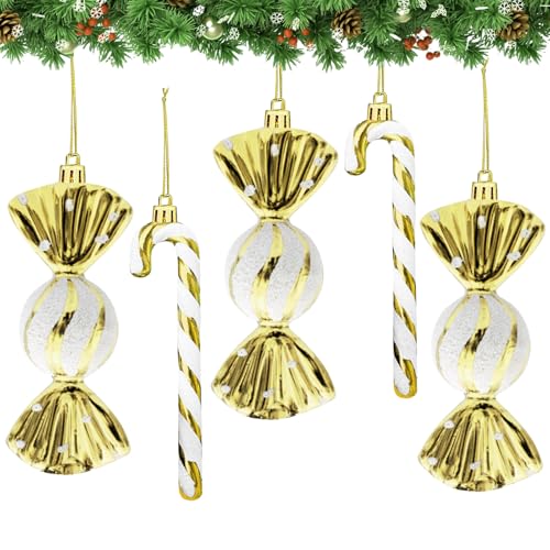 18 Stück Zuckerstangen Weihnachten Deko, Zuckerstangen Anhänger, Glitzer Weihnachtskugeln Zuckerstangen Deko, Weihnachtsbaumschmuck Zuckerstange Weihnachten Christbaumschmuck Baumschmuck (Gold) von Giugio