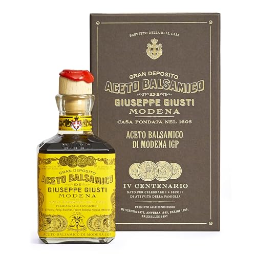 Giuseppe Giusti Quarto Centenario Aceto Balsamico di Modena IGP Balsamessig aus Modena 4 Goldmedaillen Cubicaflasche in Geschenkpackung (1 x 0.25 l) von Giusti