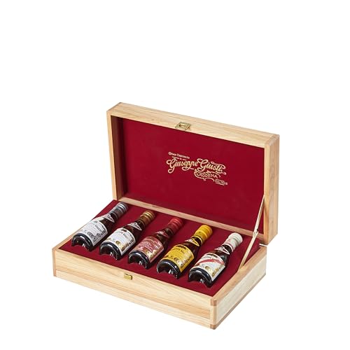 Gift packaging with pouch Wood - BOX with 5 Champagnottine of Balsamic Vinegar of Modena 100 ml von Giusti