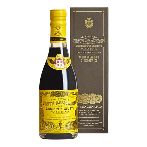 Giuseppe Giusti Quarto Centenrario Aceto Balsamico di Modena IGP Balsamessig aus Modena 4 Goldmedaillen Traditionsflasche in Geschenkpackung (1 x 0.25 l) von Giuseppe Giusti