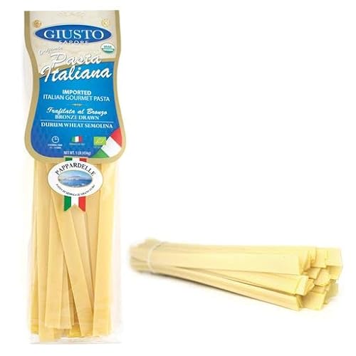 Giusto Sapore Italienische Pasta – Pappardelle 454 g – Premium Bio-Bronze gezogener Hartweizengrieß Gourmet-Pasta Marke – importiert aus Italien und Familienbesitz von Giusto Sapore